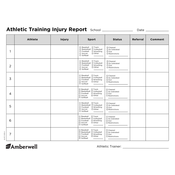 Athletic Training Injury Form