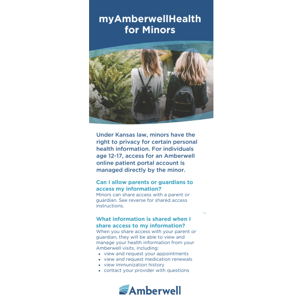 myAmberwellHealth for Minors Rack Card