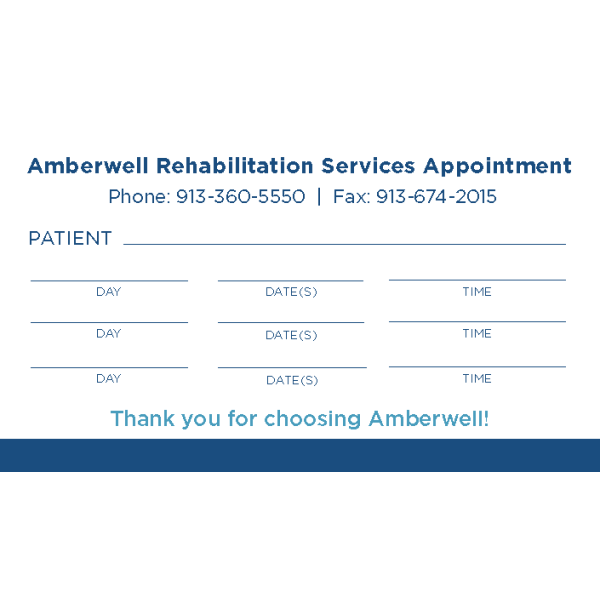 Amberwell Atchison Rehab Services Appointment Card