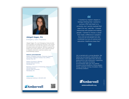 Abigail Hager, PA Rack Card