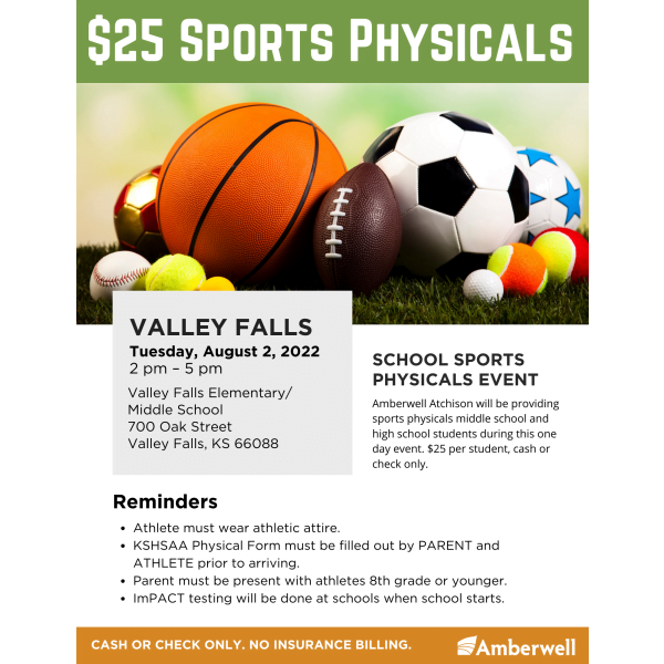 Valley Falls - Sports Physical Flyer
