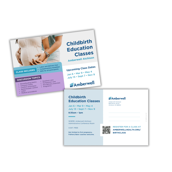 Atchison Maternal Care Childbirth Education Class Postcard