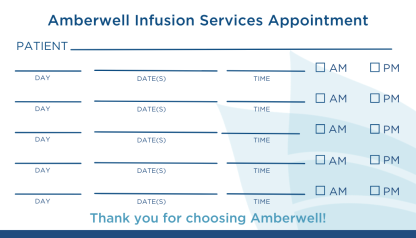 Infusion Services Appointment Card