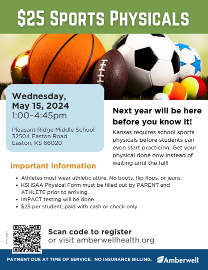 Pleasant Ridge Sports Physicals Flyer