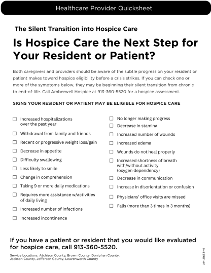 The Silent Transition into Hospice Care (provider/nursing team info)